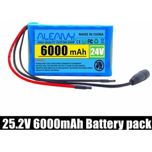 24V Battery 6Ah 6s1p 18650 Rechargeable Lithium Ion Battery for 25.2v Lithium Battery Electric Scooter Electric Bicycle+bms