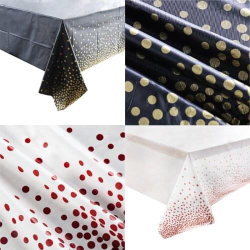 274x137cm Rose Gold Disposable Tablecloth Dot Decoration Table Cover Wedding Baby Shower Kids Birthday Party Decor Supplies