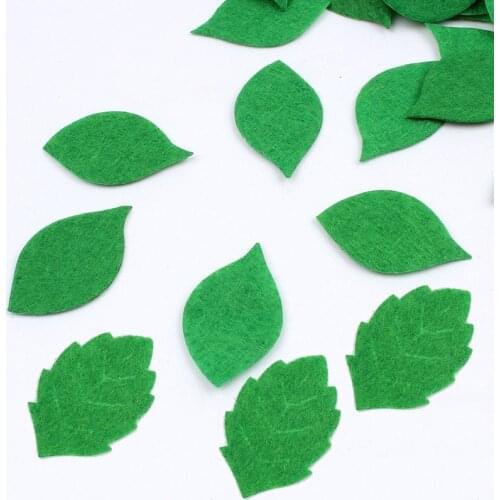50pcs Non-woven Fabric Leaves Fake Green Leaf Applique DIY Sewing Craft Scrapbook Handcraft Decoration Handmade Supplies