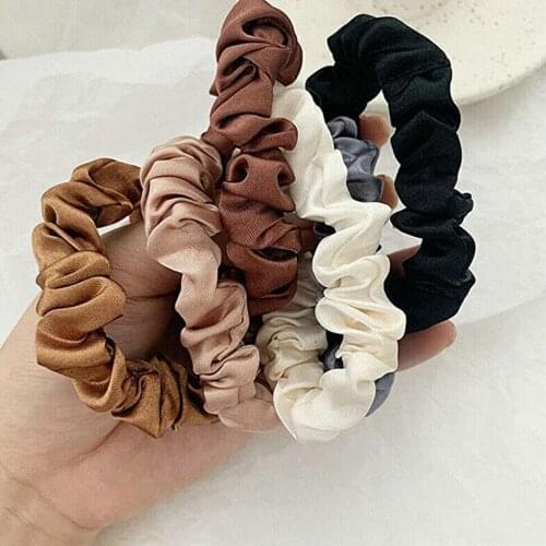 6 Colours Set Elastic Ties Hair Silk Satin Scrunchie Candy Color Ponytail Ropes Autumn Winter Women Ponytail Hair Accessories#L