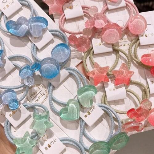 8Pcs Stars Childrens Little Rubber Band Headwear Girls Hair Accessories Kids Elastic Hair Bands Children Multicolor Hair Ropes