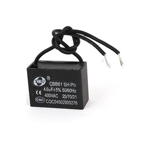 AC 400V 4uF 5% 2-Wire Leads Air Condition Motor Running Capacitor CBB61