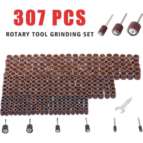 307pcs/set 80/120/240 Grit Drum Sanding Kit Polishing Tool with Mandrels For Sanding Paper Drill Rotary Tools