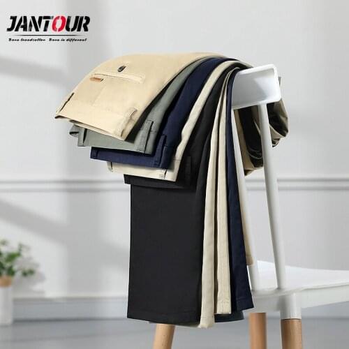 Brand Mens Pants Spring Autumn Business Casual Straight High Quality Cotton Trousers Men Clothing Big size 28-35 40 42