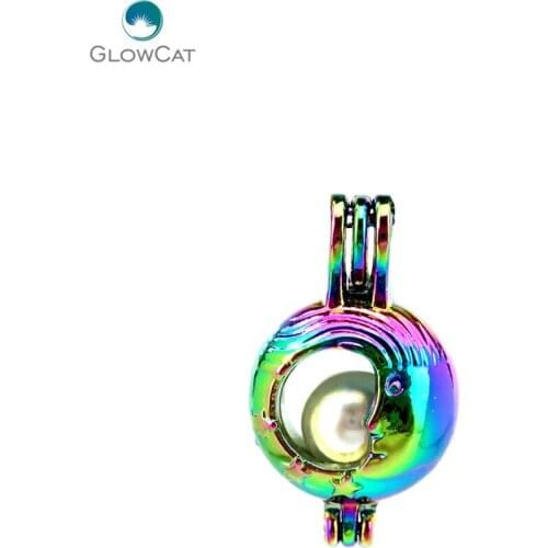 C299 5pcs/lot COLORS Multicolor Moon Mom Star Baby Cage Pendant Pearl Locket Fairytale Party Essential Oil Diffuser