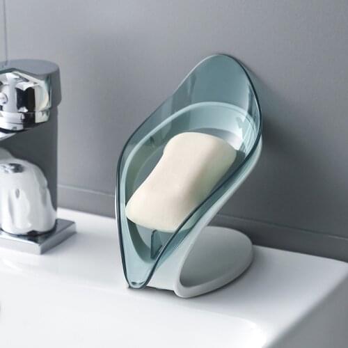 Bathroom Soap Holder Leaf Shape Soap Box Kitchen Dish Storage Box Non-slip Drain Soap Storage Case Container Bathroom accessorie