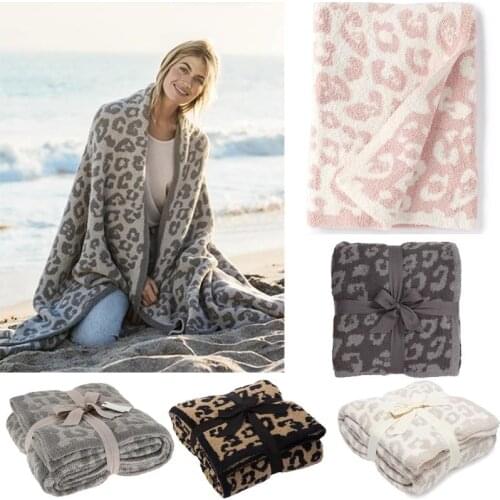 Comfortable Plush Wool Blanket Childrens Knitted Leopard Blanket Home Barefoot Soft Blanket Cover Blanket
