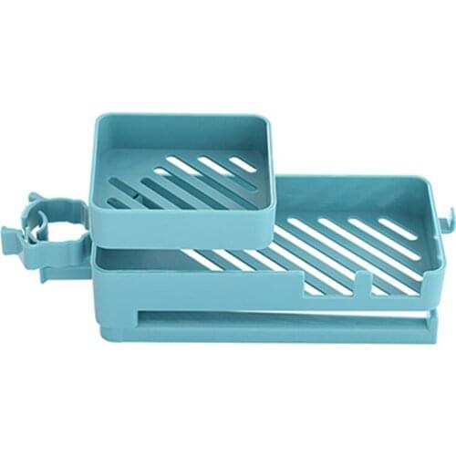 Double Layer Faucet Rack Multifunctional Sink Sponge Holder Faucet Rack Hollow Storage Shelf for Kitchen WWO66