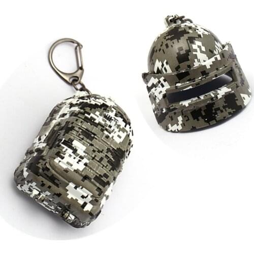 Hot Game Playerunknowns Keychain Battlegrounds PUBG Level 3 camouflage Can Open Bag Helmet Pendants