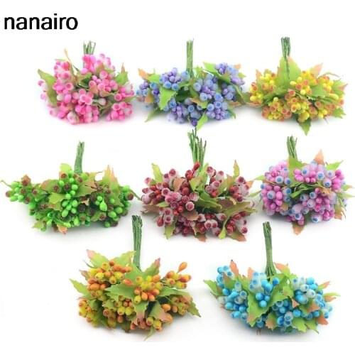 100pcs simulation Artificial stamen rose bud Wedding decoration gift box handicraft accessories DIY Christmas wreath Pearl buds