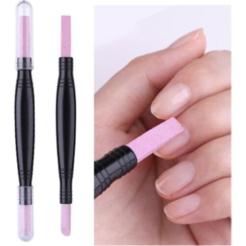 Black Quartz Scrubs Stone Nail Art Pusher Spoon Cuticle Stick Pen Cuticle Cut Nail Pusher Manicure Care Tools Double-headed