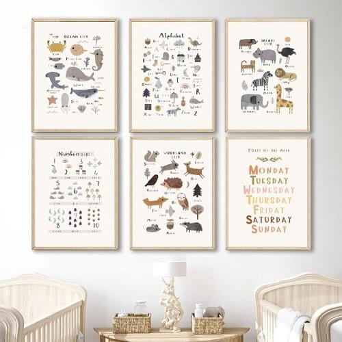 Baby Animal Canvas Painting Deer Bear Poster Rainbow Unicorn Nursery Wall Art Print Nordic Child Kids Bedroom Decoration Picture