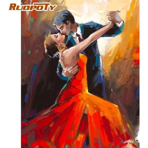 RUOPOTY Painting By Numbers Kits For Adults 60x75cm Framed Duet Dance Figure Picture By Number Handmade Home Bedroom Decor