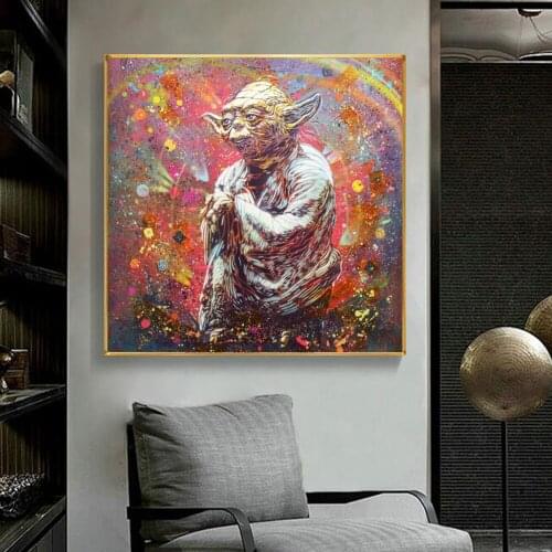 Star Wars Street Graffiti Yoda Master Canvas Painting Poster Print Nordic Wall Decorative Art Picture for Living Room Decor