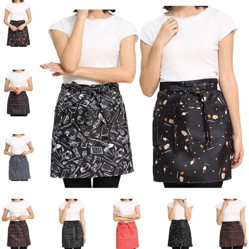 Classic Lattice Printed Apron MenS And WomenS Home Kitchen Work Apron Bar Restaurant Tea Shop Waiter Half-Length Work Apron