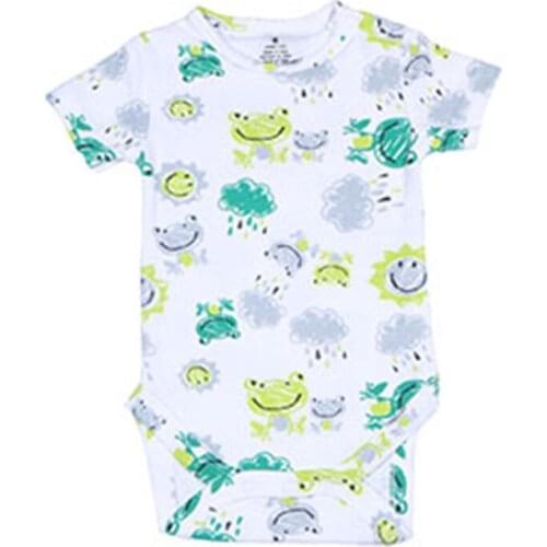 Baby Girls Boys Romper Double-sided Cotton Short Sleeve Bodysuit Cute Frog Animal Pattern Onesies Toddler Infant Baby Jumpsuit