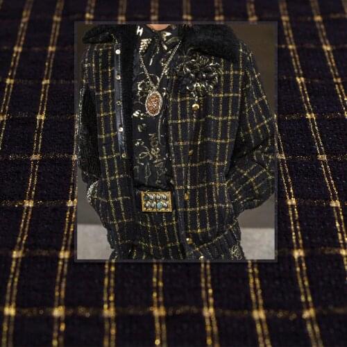 Red Raspberry France Black Plaid Tweed Fabrics Garment Materials Autumn Women Jacket Suits Coat Sewing Cloth Tailor Freeshipping