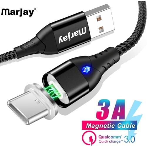 Marjay Magnetic Cable 3A Quick Charge 3.0 USB Type C Cable For Samsung S8 S9 Nokia 8 Xiaomi Mi8 Mi9 Magnet Charger Type-C Cable