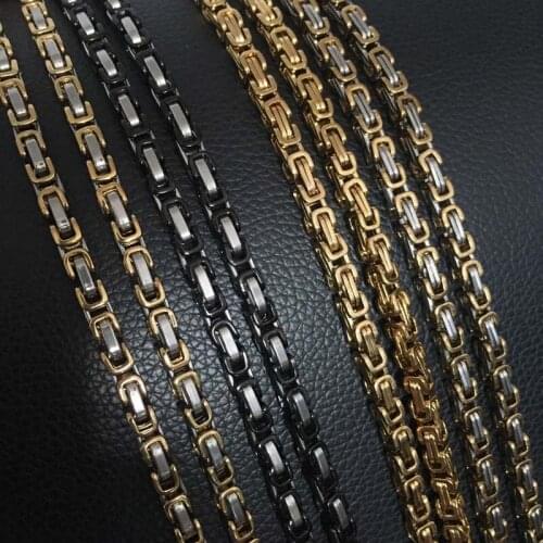 Fashion Mens Byzantine Necklaces Personality Rock Punk Style Gold Color 316L Stainless Steel Link Chain Gift DIY Jewelry Making