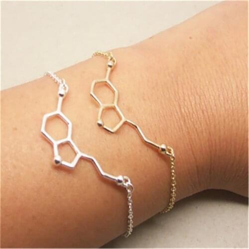 Trendy Handmade Serotonin Molecule Bracelet Molecular Structure Bracelet Chemical Formula 5-HT Bracelet Nurse Jewelry Chemistry