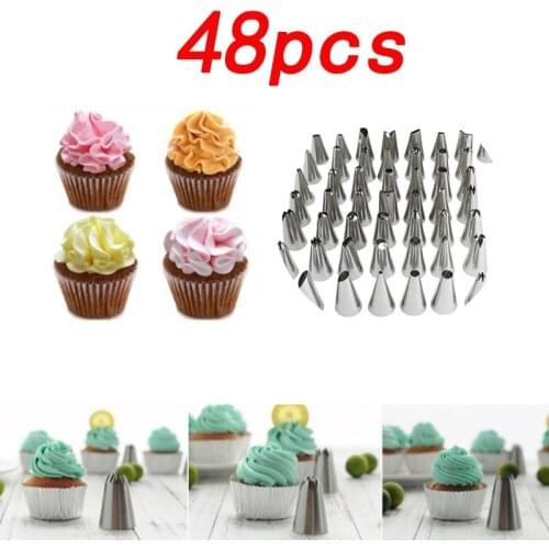 48 head stainless steel cake set with cream nozzle baking tool set