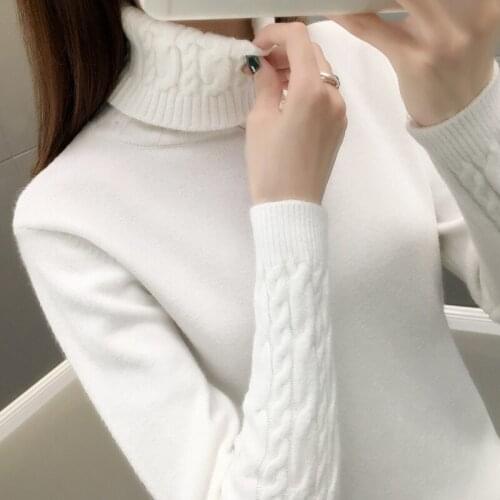 Autumn Winter Women Basic Sweater Turtleneck Pullovers Solid Sweaters New Long Sleeve Thick Warm Female Purple Sweater De Mujer