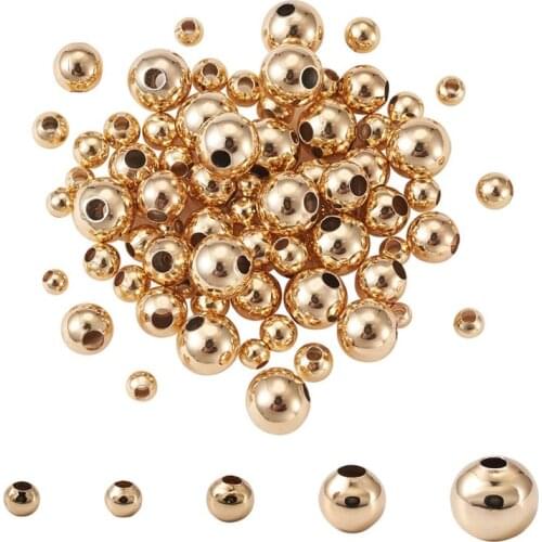 Pandahall 2mm/2.5mm/3mm/4mm/5mm Brass Round Spacer Beads Loose Beads for Jewelry Making DIY Bracelet Real 18K Gold Plated