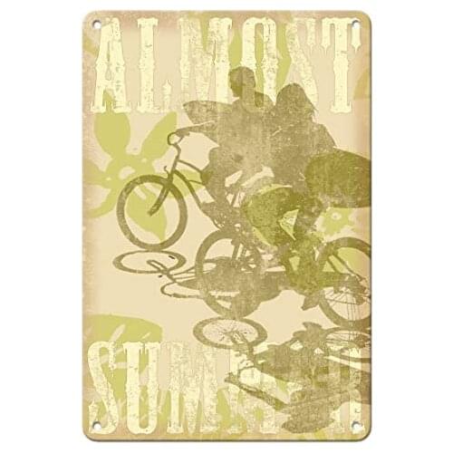 Almost Summer - Young Surfers On Bicycles - Original Surf Art by Wade Koniakowsky - Metal Sign