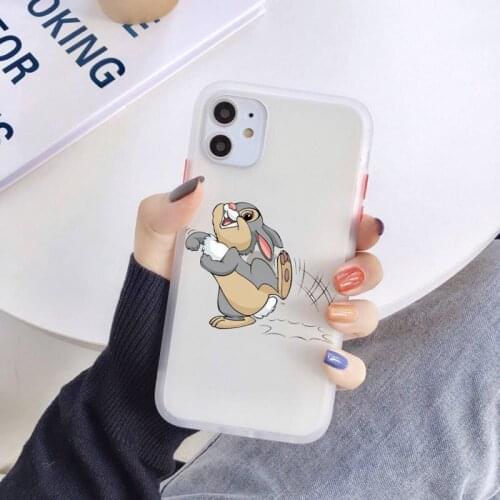 Zororong Cute Cartoon rabbit Transparent Phone Case For iPhone 12 Mini 11 Pro XS Max X XR 7 8 Plus Clear Matte Hard Cover
