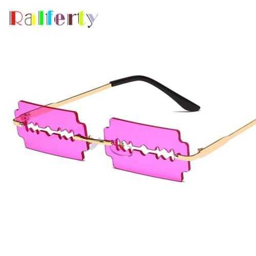 Ralferty 2021 Sunglasses Women Rimless Sun Glasses Metal Shades For Vintage Women Party Mirror occhiali da sole donna K1873