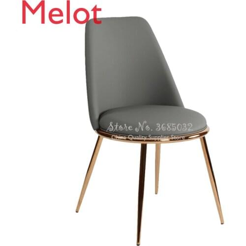 Luxury Nordic Leather Backrest Golden Leg Dining Chair Modern PU Coffee Chairs Household Metal Steel Makeup Stools
