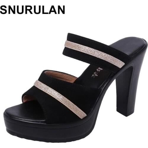 SNURULAN 2021new high heel flip flop waterproof platform crude with female slipper large size small size sandals and slipper