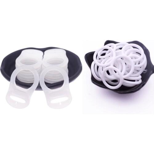 Sutoyuen 50pc White Silicone MAM Pacifier DIY Baby Pacifier Attache Sucette Dummy NUK Adapter O Rings Holder Chain Toy Accessory
