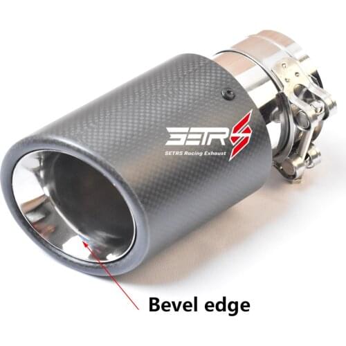 Car Universal Modiflcation Stainless Steel Single Curly Bevel Edge Exhaust Pipe Full Fiber Carbon Cover Muffler Tip For All Cars