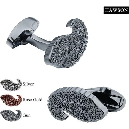 Vintage Paisley Pattern Cufflinks Top Quality Gun Plated Black Metal Cufflink Alternative For Mens Shirt Best Gift For Party