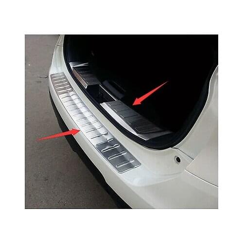 Outer + Inner Rear Bumper Protector Sill Trim for Nissan Rogue / X-Trail 14-16