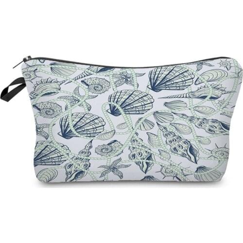 Waterproof Printed Conch Storage Bag Hot Sale Womens Makeup Bag New Fashion Cosmetics Bags for Women Small Toiletry Pouch
