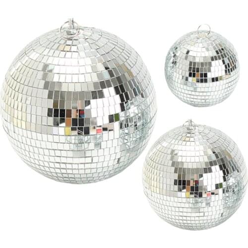 Disco Mirror Ball For Stage Light KTV Bar Birthday Party Decoration Dia10cm 20cm 30cm Rotating Reflection Silver Glass Ball