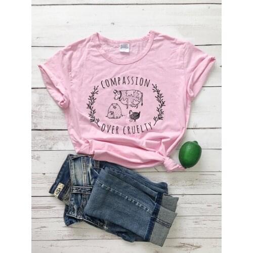 Compassion Over Cruelty t shirt women fashion funny cute graphic young 90s grunge tumblr casual hipster art party tee top - L243