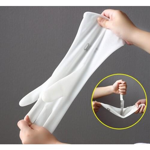 Womens Waterproof Rubber Latex Dishwashing Gloves Plus Fleece Padded Gloves Kitchen Knife Durable Cleaning Tool