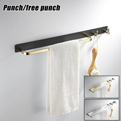 1Pc Creative Brass Wall-mounted Towel Rack with Hanging Hooks Bathroom Toilet Kitchen Washcloth Rod Home Supplies