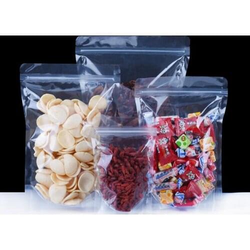 100 Pcs Full Transparent Stand Up Zip lock Pouches,Full Clear Stand Up Zip lock Bags,Food Storage Bags,From Width 9cm to 18 cm