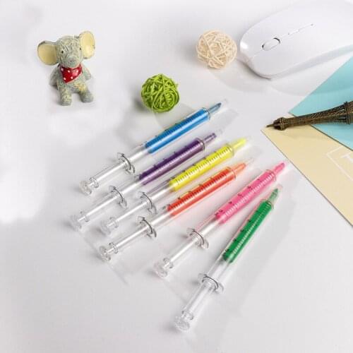 1pPC Stationery Creative Syringe Type Color Highlighter Marker Pen Student Kids Drawing Color Pen Prize Office School Supplies