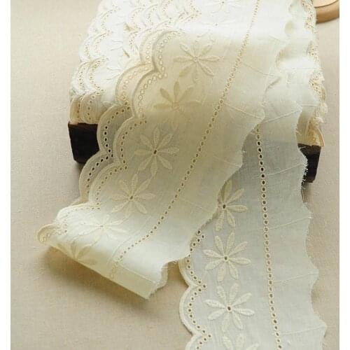 1 Meter Ivory Vintage 100% Cotton Hollw out Lace Cloth Lace Fabric Trim for DIY Handmade Craft 17cm Width