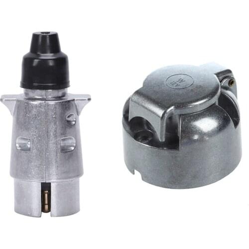 2 Pcs 7-Pin Trailer Plug Heavy Duty Round Pin 7-Pole Wiring Connector 12V Towbar Towing Caravan Truck Plug N Type Trailer End