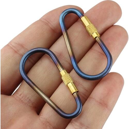 2pcs/lot Bluing Titanium Alloy Backpack Hang Buckle Keychain Metal Buckle EDC Camping Outdoor Small Tool