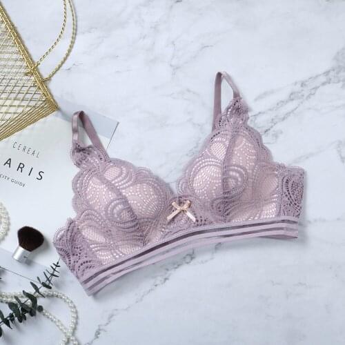2019 Sexy Thin Bralette Lingerie Lace Floral Wireless Bras Women Soft Seamless Push Up Bra Adjusted Underwear