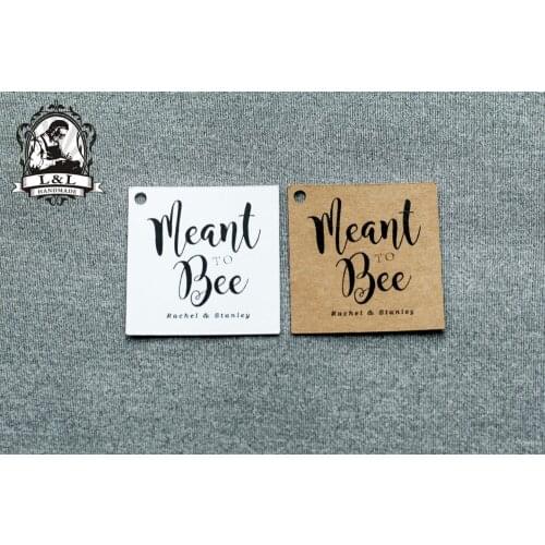 #38 200 pcs 5x5cm square kraft/white paper label wedding favor tags attend a wedding Label customization