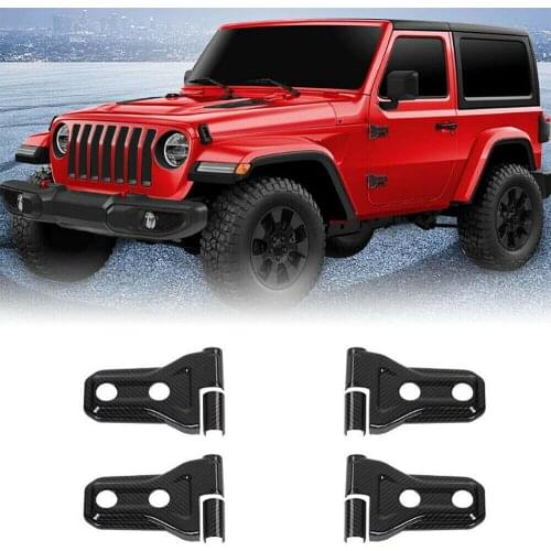 4x DOOR HINGE COVERS ABS Accessories Kit for Jeep Wrangler JL 2-DR Carbon Fiber