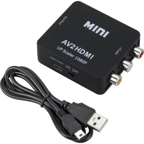 HDMI-compatible AV Scaler Adapter HD Video Converter Box HDMI-compatible to RCA AV/CVSB L/R Video 1080P Support NTSC PAL